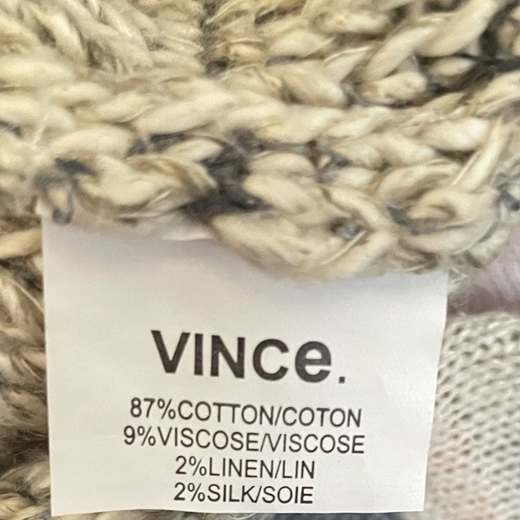 VINCE LOOSE KNIT SLEEVELESS STRIPE BEIGE LOW U NECK SWEATER - Picture 6 of 6